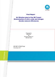 M5 East Tunnel Nitric Oxide and Nitrogen Dioxide removal efficiencies CSIRO report November 2011