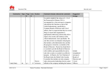 Management / Supply chain management / Computer security / Huawei / National security / Supply chain / Risk management / Cyber security standards / Business / Technology / Security