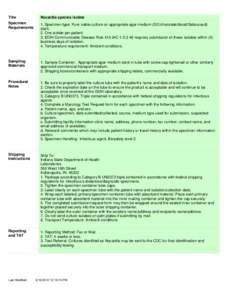 Title  Nocardia species isolate Specimen Requirements