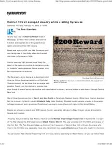 Harriet Powell escaped slavery while visiting Syracuse