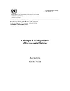 ESA/STATISTICS/AC.228 EGM-FDES/1/11 DEPARTMENT OF ECONOMIC AND SOCIAL AFFAIRS STATISTICS DIVISION UNITED NATIONS