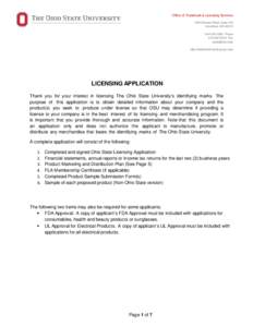 Office of Trademark & Licensing Services 1100 Kinnear Road, Suite 210 Columbus, OH1562 PhoneFax 