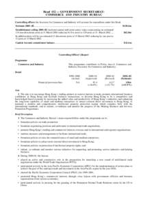 Head 152 — GOVERNMENT SECRETARIAT: COMMERCE AND INDUSTRY BUREAU Controlling officer: the Secretary for Commerce and Industry will account for expenditure under this Head. Estimate 2001–02.............................