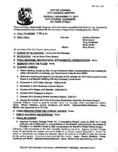 Item No.: G-2  CITY OF CORNING CITY COUNCIL MINUTES  TUESDAY, NOVEMBER 11, 2014