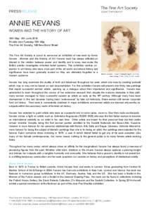 PRESSRELEASE    ANNIE KEVANS WOMEN AND THE HISTORY OF ART