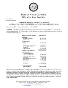 State of North Carolina LINDA COMBS STATE CONTROLLER Office of the State Controller