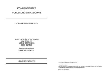 Kommentiertes Vorlesungsverzeichnis SS 01