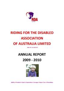 RIDING FOR THE DISABLED ASSOCIATION OF AUSTRALIA LIMITED ABNANNUAL REPORT