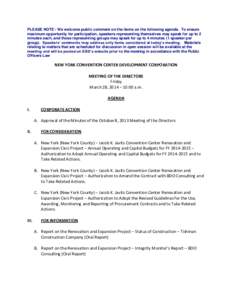 PLEASE NOTE - We welcome public comment on the items on the following agenda. To ensure maximum opportunity for participation, speakers representing themselves may speak for up to 2 minutes each, and those representing g