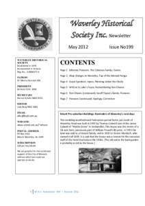Waverley Historical Society Inc. Newsletter May 2012 WAVERLEY HISTORICAL SOCIETY Established in 1970