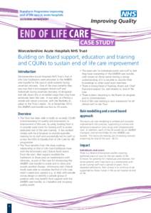 Transform Programme improving end of life care in acute hospitals NHS  SUSTAINING IMPROVEMENT