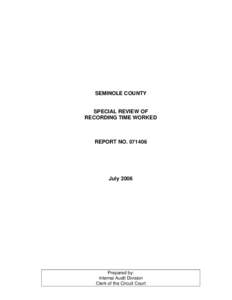 SEMINOLE COUNTY  SPECIAL REVIEW OF RECORDING TIME WORKED  REPORT NO[removed]