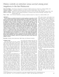 Dietary controls on extinction versus survival among avian megafauna in the late Pleistocene Kena Fox-Dobbs Earth Sciences Department, University of California–Santa Cruz, Santa Cruz, California 95064, USA Thomas A. St