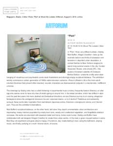 Blagojevic, Bosko. Critics’ Picks: ‘Pleh’ at Shoot the Lobster, Artforum, August 5, 2014, online.  “Pleh” AUTHOR: BOŠKO BLAGOJEVIĆ  Shoot The Lobster | New