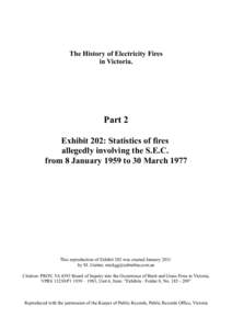 The History of Electricity Fires in Victoria. Part 2 Exhibit 202: Statistics of fires allegedly involving the S.E.C.