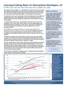 Ensuring Drinking Water for Metropolitan Washington, DC ICPRB Study Forecasts Water Demand and Availability for 2040 The residents of the Washington, D.C., metropolitan area (WMA) have the luxury of taking their drinking