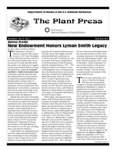 Department of Botany & the U.S. National Herbarium  The Plant Press New Series - Vol[removed]No. 2  April-June 2014