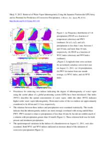 Shoji, Y. 2013: Retrieval of Water Vapor Inhomogeneity Using the Japanese Nationwide GPS Array and its Potential for Prediction of Convective Precipitation. J. Meteor. Soc. Japan, 91, [removed]http://dx.doi.org[removed]jms