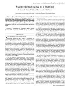 Special Issue on Teaching Mathematics Using New and Classic Tools  Maths: from distance to e-learning D. Álvarez, D. Moreno, P. Orduna, V. Pascual and F. J. San Vicente Universidad Internacional de la Rioja, UNIR, y Red