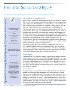 Spinal Cord Injury Model Systems Consumer Information  Pain after Spinal Cord Injury The problem of pain after SCI  Northwest Regional Spinal