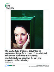 The DARE study of relapse prevention in depression: design for a phase 1/2 translational randomised controlled trial involving mindfulness-based cognitive therapy and supported self monitoring Shawyer et al.