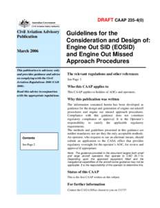Draft CAAP[removed]Guidelines for the Consideration and Design of: Engine Out SID (EOSID)  and Engine Out Missed Approach Procedures