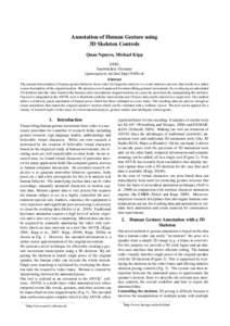 Annotation of Human Gesture using 3D Skeleton Controls Quan Nguyen, Michael Kipp DFKI Saarbr¨ucken, Germany {quan.nguyen, michael.kipp}@dfki.de