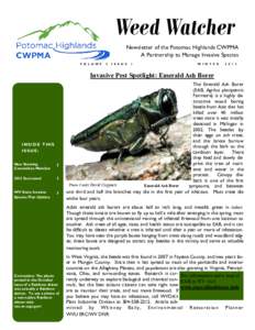Weed Watcher Newsletter of the Potomac Highlands CWPMA A Partnership to Manage Invasive Species V O L U M E  3