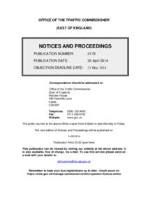 Notices and proceedings: East of England: 30 April 2014