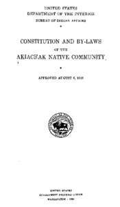 Constitution and Bylaws of the Akiachak Native Community