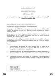 PE[removed]C[removed]COMMISSION DECISION of 25 November 2009 on the Annual Action Programme 2009 in favour of Nauru to be financed from the 10th European Development Fund