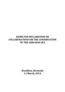 Hamilton Declaration on Collaboration for the Conservation of the Sargasso Sea.(without signature page)