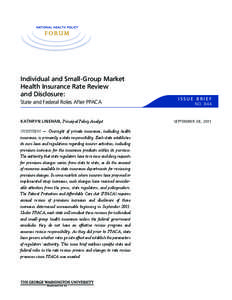 Individual and Small-Group Market Health Insurance Rate Review and Disclosure: