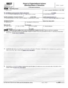 ATTACHMENT - FORM 8937 “REPORT OF ORGANIZATIONAL ACTIONS AFFECTING BASIS OF SECURITIES” Part I, Items 9 & 10: Classification and description & CUSIP Number Classification and description $500,000,000 principal amou