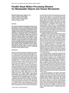 Neuron, Vol. 34, 149–159, March 28, 2002, Copyright 2002 by Cell Press  Parallel Visual Motion Processing Streams for Manipulable Objects and Human Movements Michael S. Beauchamp,1 Kathryn E. Lee, James V. Haxby, an