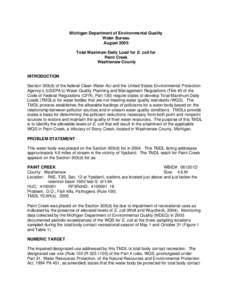 Total Maximum Daily Load for E. coli for Paint Creek