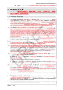 Handbook for regulated financial services businesses Part 1: Section 9 – Existing Customers4 – Identification measures: finding out identity and obtaining evidence 4 IDENTIFICATION  AND