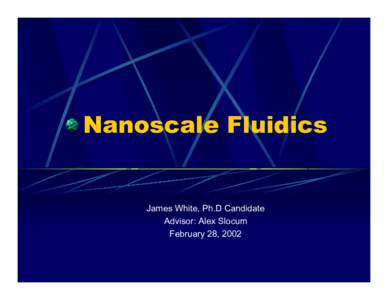 Nanoscale Fluidics  James White, Ph.D Candidate Advisor: Alex Slocum February 28, 2002