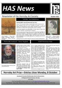 HAS News Newsletter of the Hornsby Art Society October 2012  “Ad Hoc” Art Exhibition
