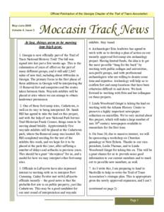 Official Publication of the Georgia Chapter of the Trail of Tears Association  May-June 2009 Volume 4, Issue 3  Moccasin Track News