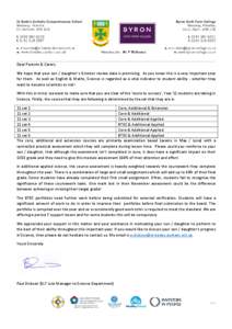 Dear Parents & Carers, We hope that your son / daughter’s October review data is promising. As you know this is a very important year for them. As well as English & Maths, Science is regarded as a vital indicator to st