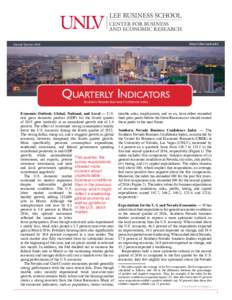 http://cber.unlv.edu  Second Quarter 2016 Quarterly Indicators Southern Nevada Business Confidence Index