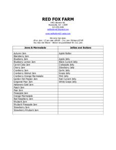 RED FOX FARM 6401 Blowers Rd. Munnsville, N.Y[removed]2650 [removed] www.redfoxfarm07.webs.com