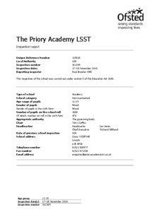 The Priory Academy LSST Inspection report