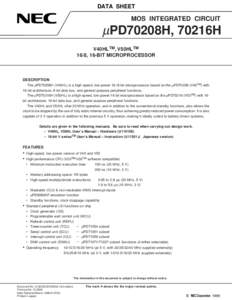 DATA SHEET  MOS INTEGRATED CIRCUIT µPD70208H, 70216H V40HLTM, V50HLTM