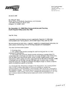 Mine Safety and Health Administration (MSHA) - Comments on Public Rule Making - Wireless Communications and Electronic Tracking Systems Guidance - PPL DraftMine Safety and Health Administration (MSHA) - Comments on Publi