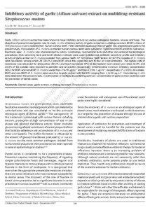 ISSN[removed]Inhibitory activity of garlic (Allium sativum) extract on multidrug-resistant