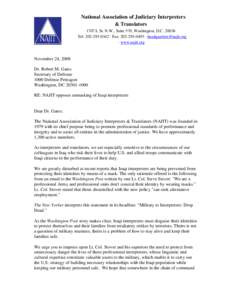 National Association of Judiciary Interpreters & Translators 1707 L St. N.W., Suite 570, Washington, D.C[removed]Tel: [removed] · Fax: [removed] · [removed] · www.najit.org