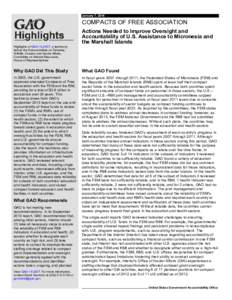 GAO-14-243T Highlights, COMPACTS OF FREE ASSOCIATION: Micronesia and Marshall Islands Have Improved Accountability of Compact Funds, but More Steps Are Needed