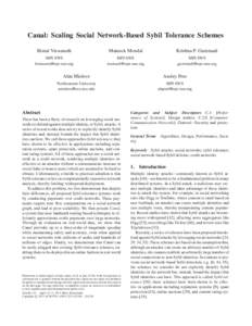 Network theory / Reputation management / Sybil attack / Distributed data storage / Routing / Sybil / Distributed hash table / Shortest path problem / Flow network / Graph theory / Mathematics / Theoretical computer science